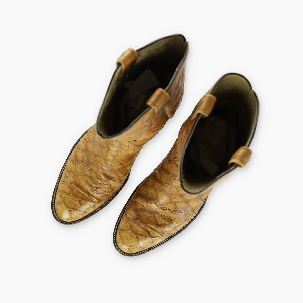 Vintage DAN POST Exotic Anteater Pangolin Leather Cowboy Boots (9) Vintage Sole Melbourne