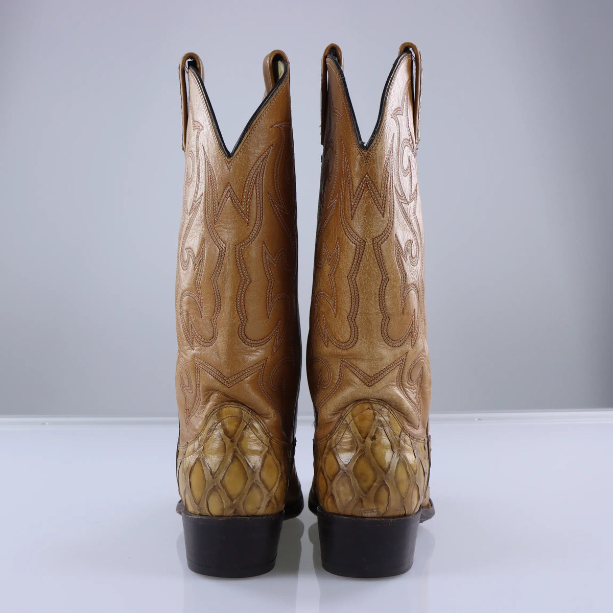 Vintage DAN POST Exotic Anteater Pangolin Leather Cowboy Boots (9) Vintage Sole Melbourne