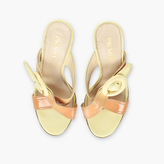 PRADA Ombre Patent Leather Sandal Heels (37.5) Vintage Sole Melbourne