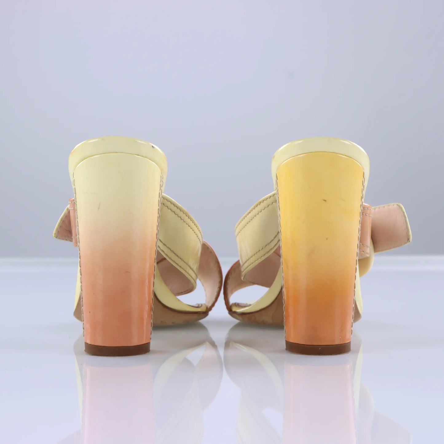 PRADA Ombre Patent Leather Sandal Heels (37.5) Vintage Sole Melbourne