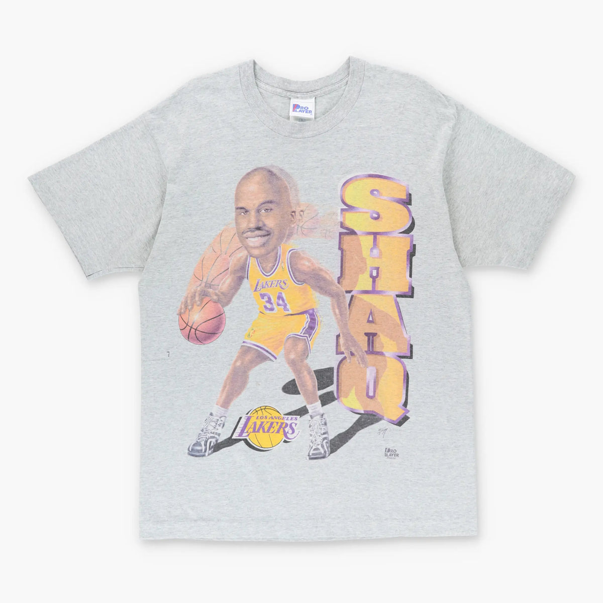 Vintage 'SHAQ' LOS ANGELES LAKERS Shaquille O'Neal NBA USA Made Grey T-Shirt (L) Vintage Sole Melbourne