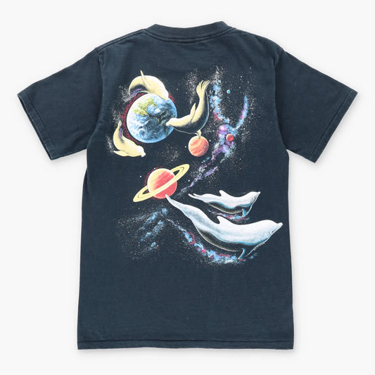 Vintage 1990 Harlequin Space Whale Ocean Two Sided USA Made T-Shirt (S-M)