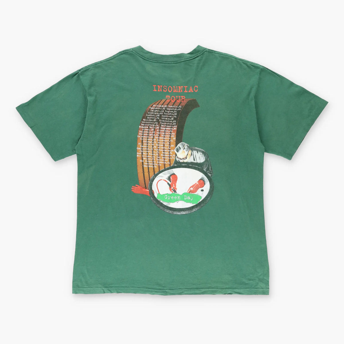 Vintage GREEN DAY 'Insomniac Tour' 1995 Album Cover USA Made Band T-Shirt (XL) Vintage Sole Melbourne