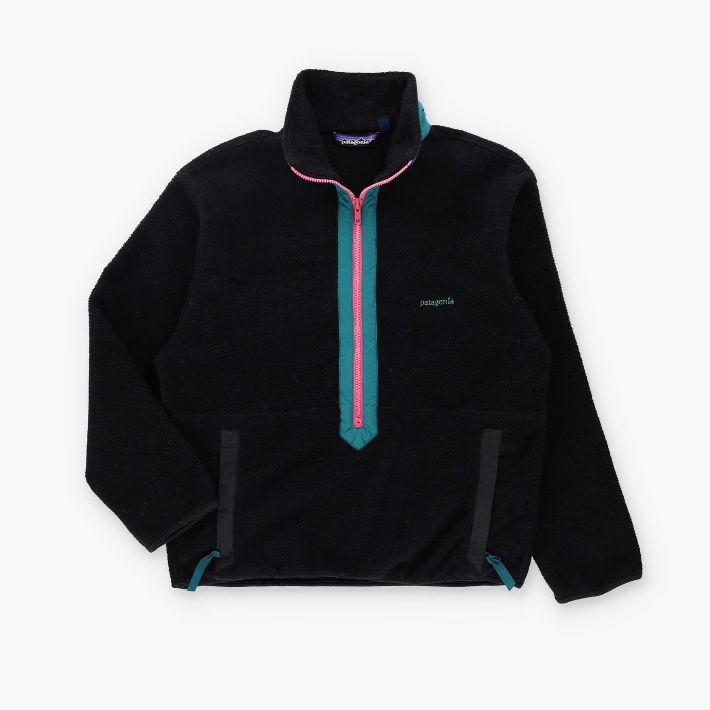 PATAGONIA USA Made Black & Pink 1/2 Zip Fleece Sweatshirt (Women's M)