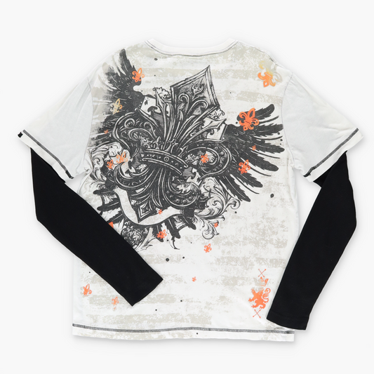 ELITE MMA Y2K Grunge Wing Graphic Thermal Tee (L)