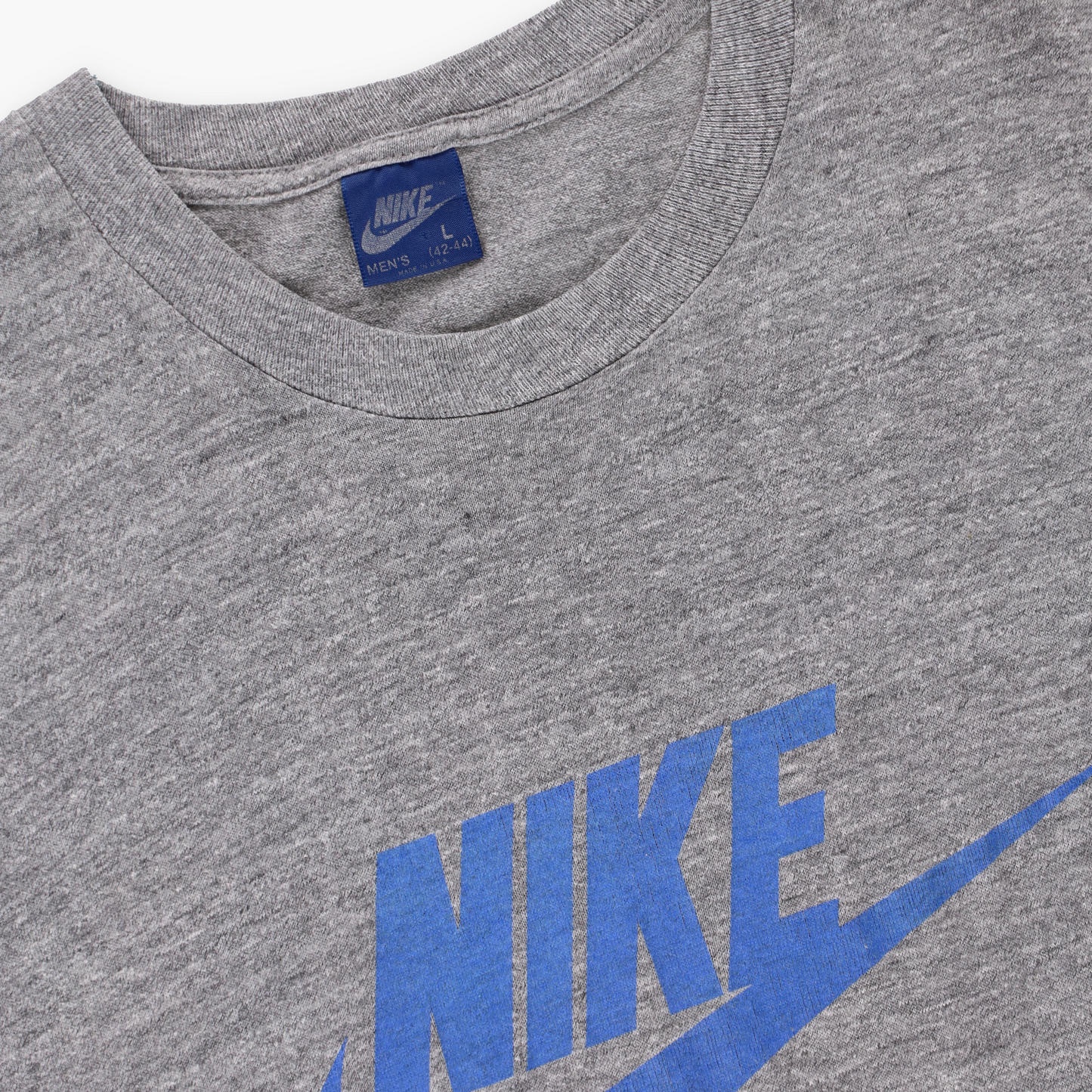 NIKE 80s Blue Tag Swoosh Logo T-Shirt USA Made (M)