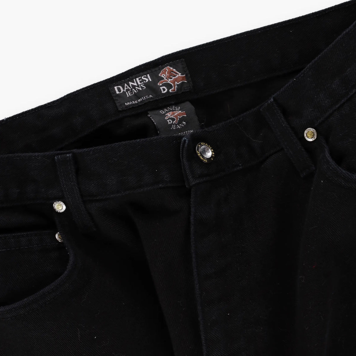 DANESI Embellished Button Black USA Made Jeans (Women's M-L) Vintage Sole Melbourne