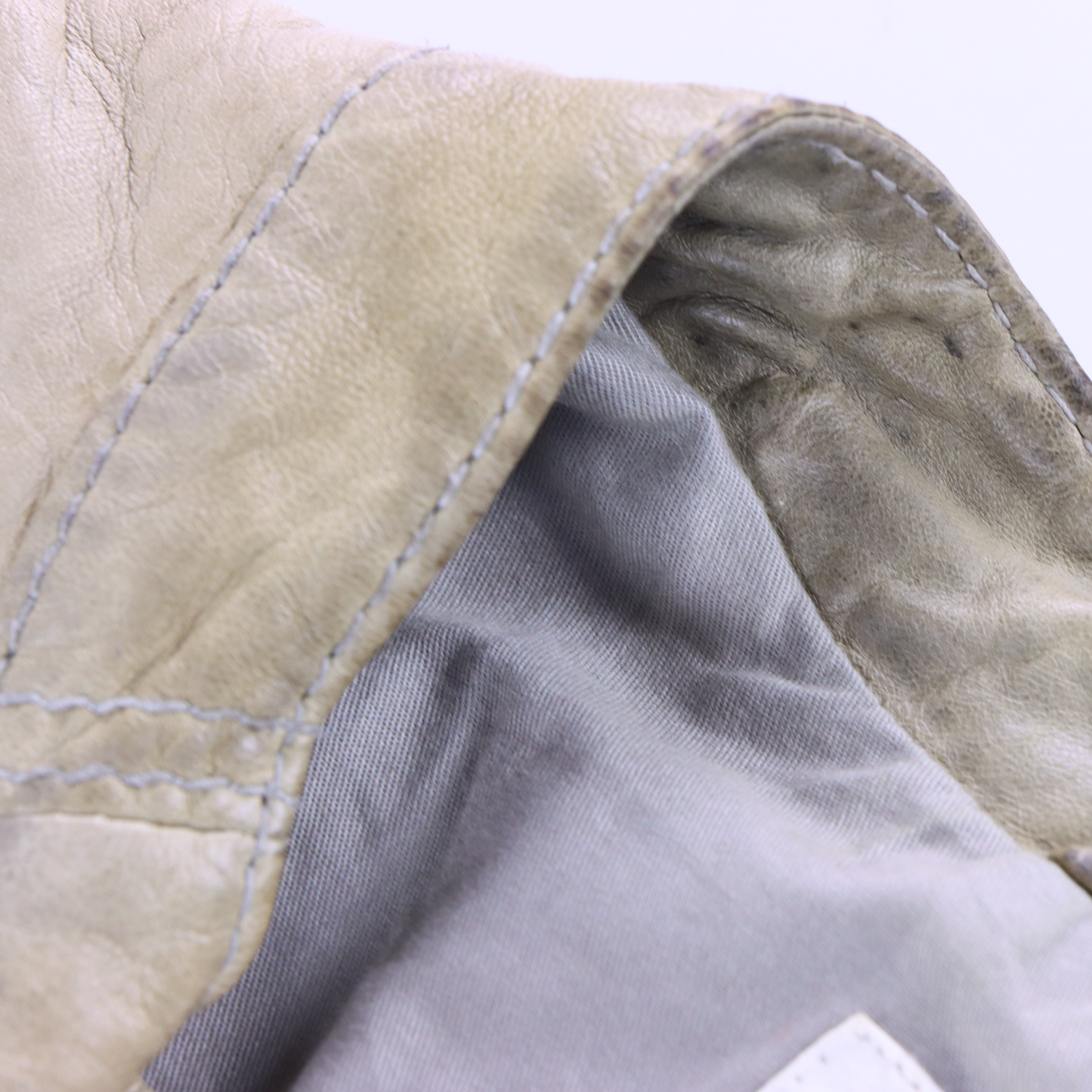 DIESEL Lamb Leather Beige Motorcycle Jacket (XL)