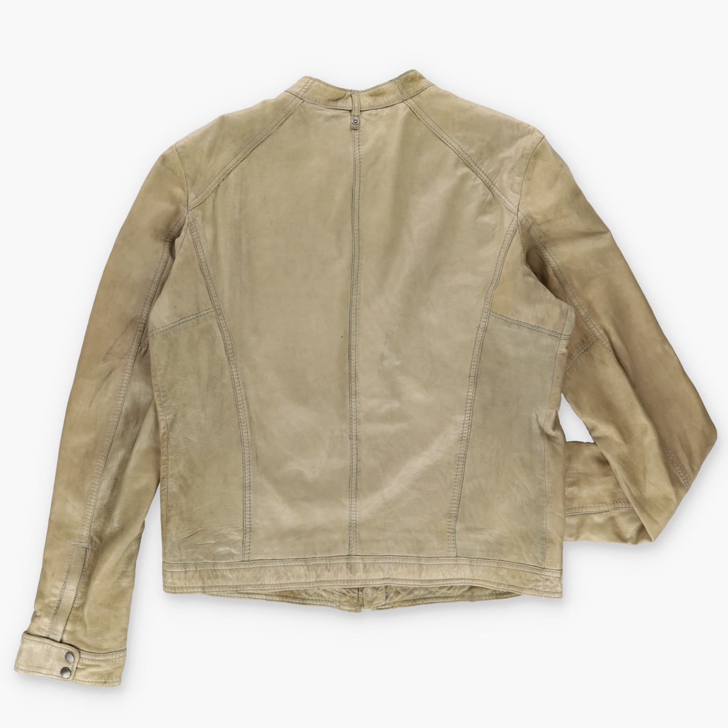 DIESEL Lamb Leather Beige Motorcycle Jacket (XL)
