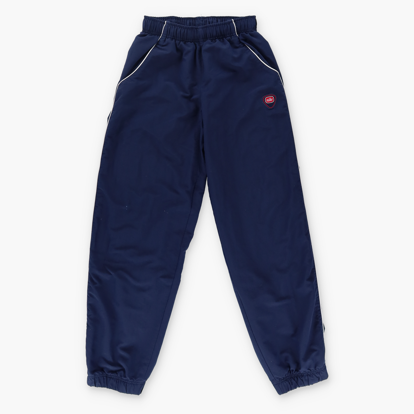 NIKE Embroidered Spell Out Logo Navy & White Track Pants (XS-S)