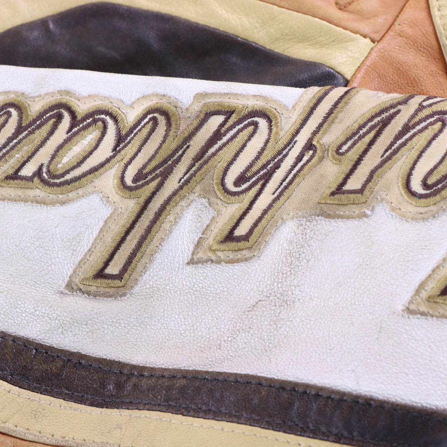 BABY PHAT Y2K Leather Orange & White Motorcycle Jacket (S) Vintage Sole Melbourne