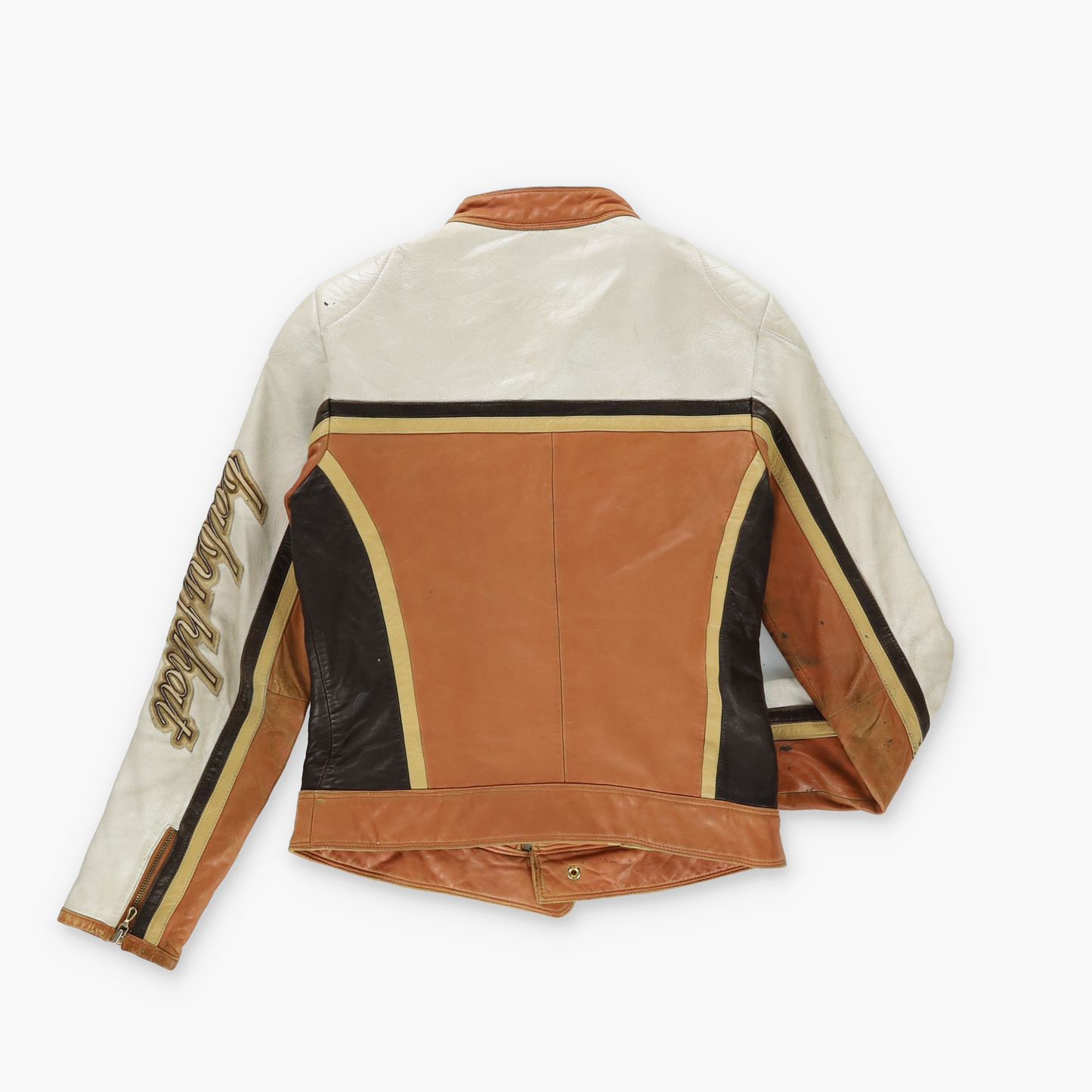 BABY PHAT Y2K Leather Orange & White Motorcycle Jacket (S)