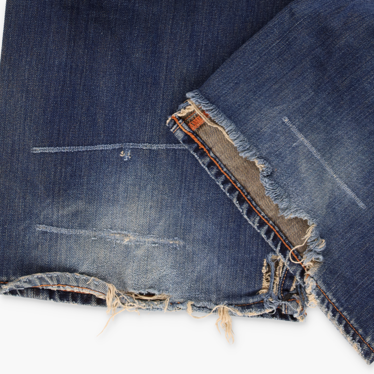 ED HARDY Y2K Embellished Embroidered Heart Paint Spell Out Blue Jeans (36)