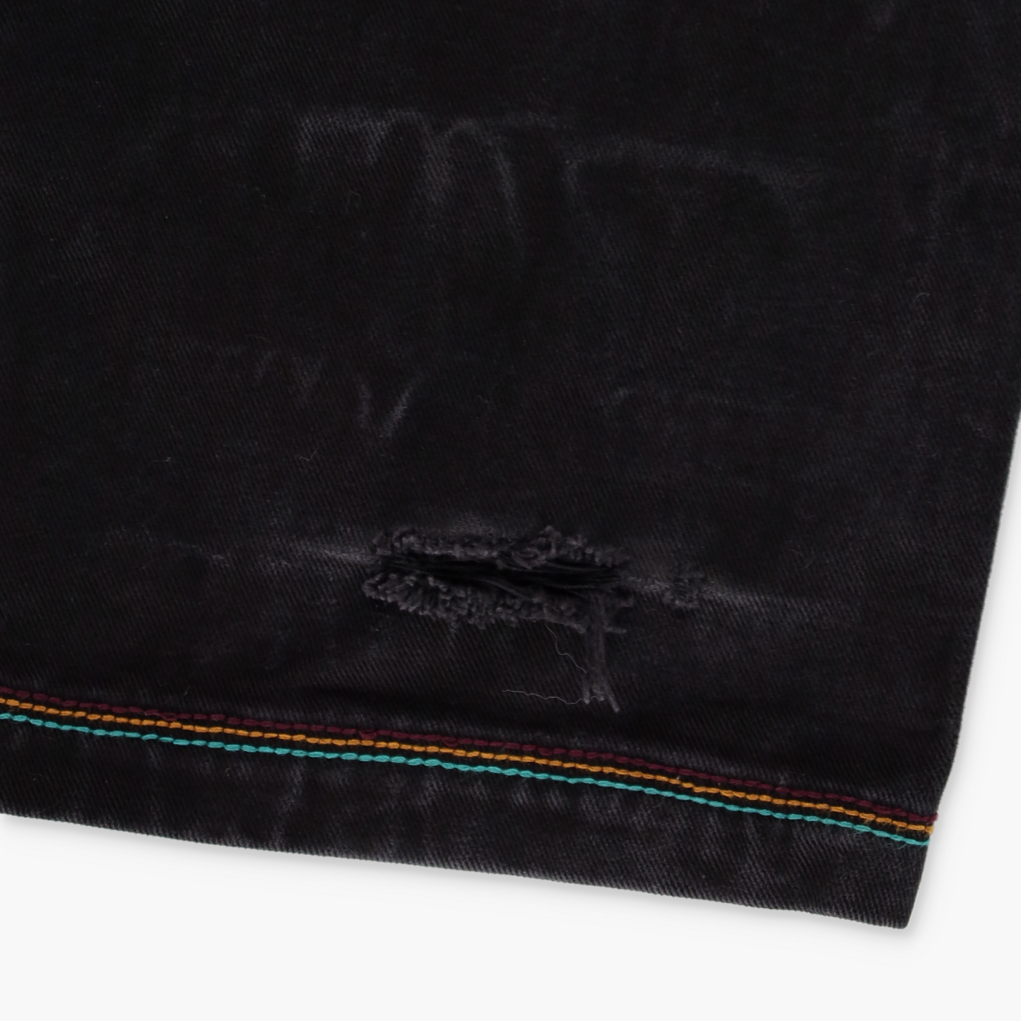 AL WISSAM Floral Embroidered Pockets Colourful Stitching Blue & Black Jeans (40)