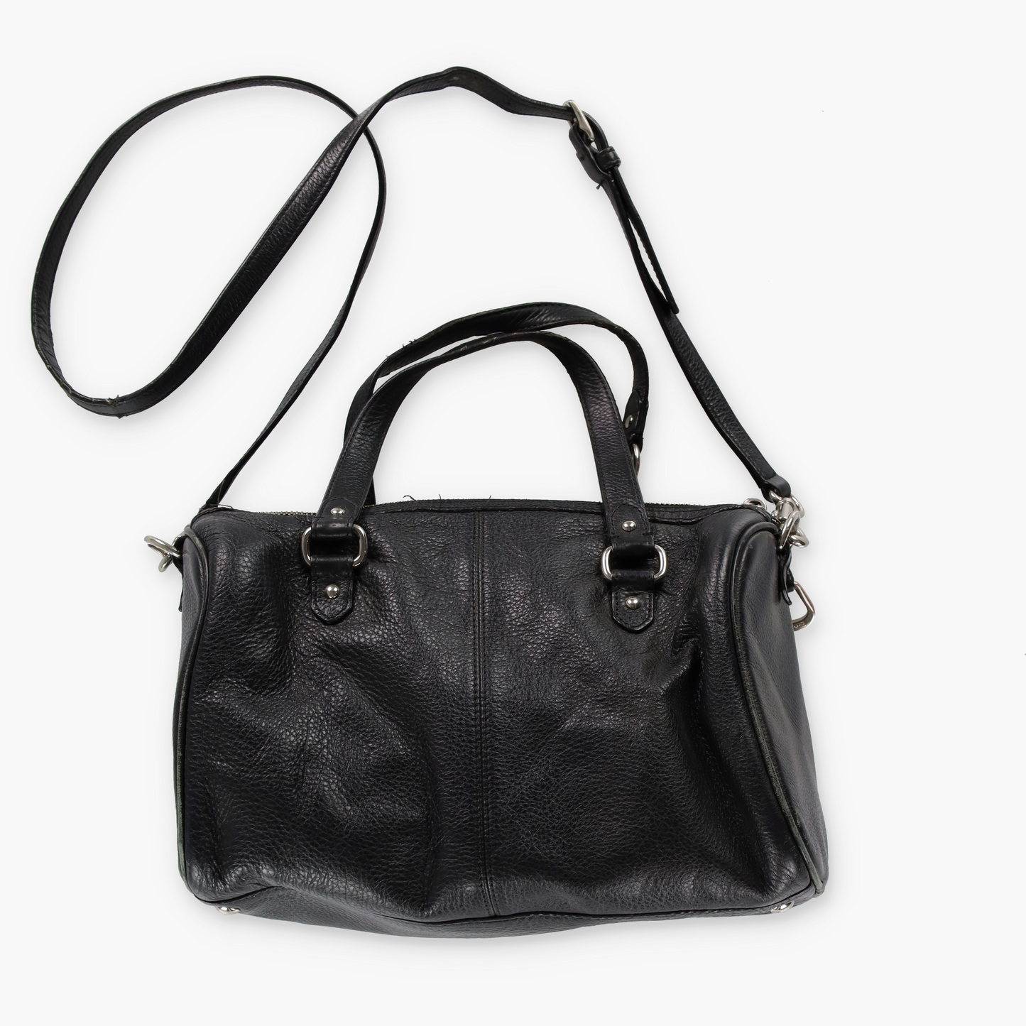 COACH 'Avery' Black Pebbled Leather Tassel Crossbody Satchel Handbag