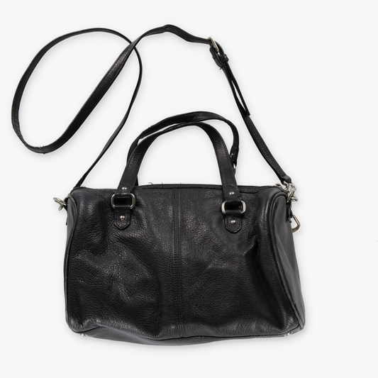 COACH 'Avery' Black Pebbled Leather Tassel Crossbody Satchel Handbag
