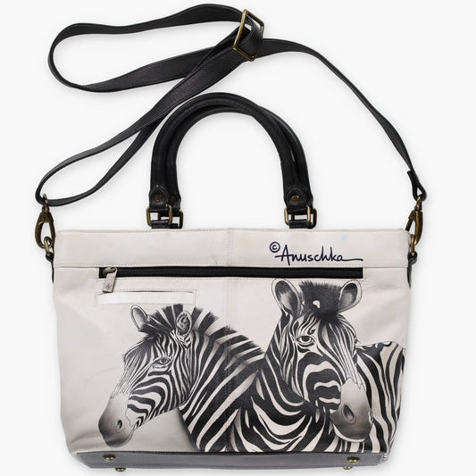 ANUSCHKA Zebra Crossing Leather Multi-Compartment RFID Blocker Pocket Crossbody Tote Bag Vintage Sole Melbourne