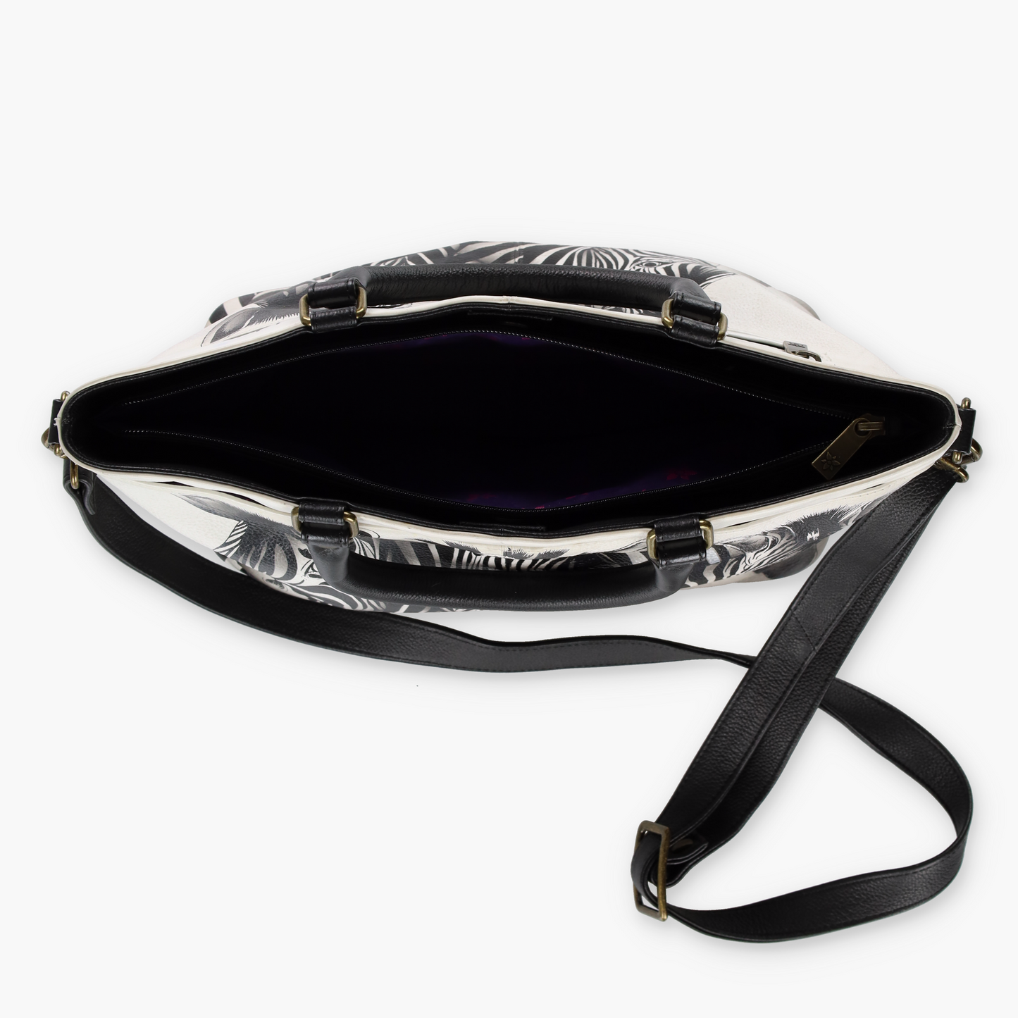 ANUSCHKA Zebra Crossing Leather Multi-Compartment RFID Blocker Pocket Crossbody Tote Bag
