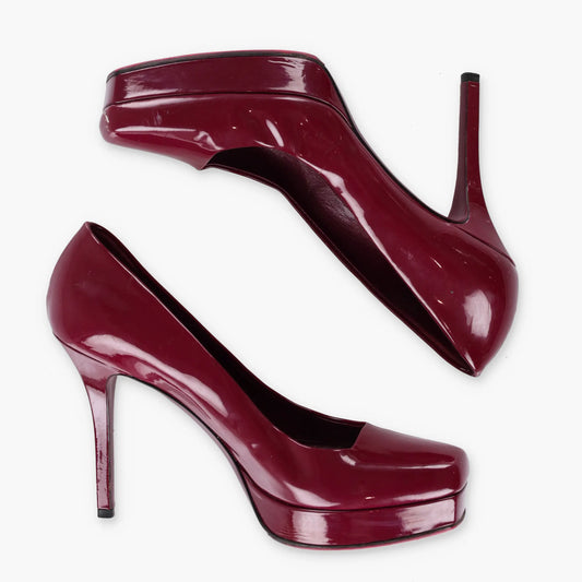 GUCCI Platform Pump Burgundy Italy Made Heels (38.5) - Vintage Sole Melbourne