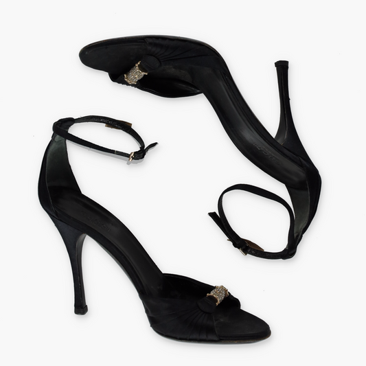 GUCCI Sylvie Cloth Black Italy Made Sandal Heels (7B)