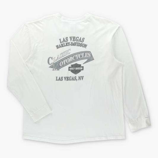 HARLEY DAVIDSON Las Vegas "Classic Motorcycles" Front Pocket Long Sleeve Tee (XL) Vintage Sole Melbourne