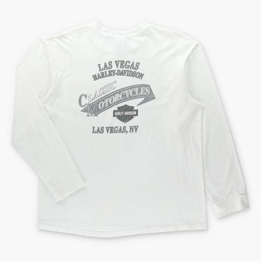 HARLEY DAVIDSON Las Vegas "Classic Motorcycles" Front Pocket Long Sleeve Tee (XL) Vintage Sole Melbourne