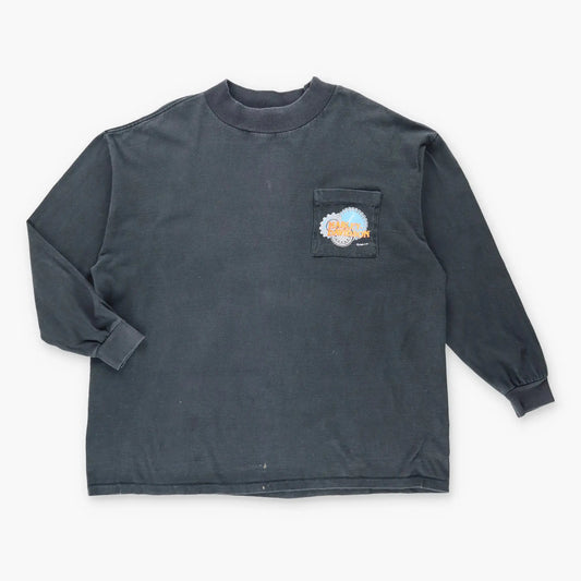 Vintage 1996 HARLEY DAVIDSON 'Hottest Sound' Flame USA Made Pocket Long Sleeve T-Shirt (XL) Vintage Sole Melbourne