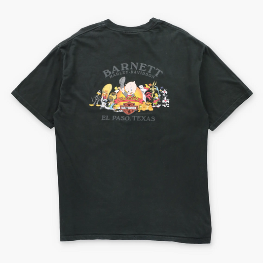 Vintage HARLEY DAVIDSON x LOONEY TUNES "Meaner Than A Junkyard Dog" El Paso Texas USA Made Tee (L TALL)
