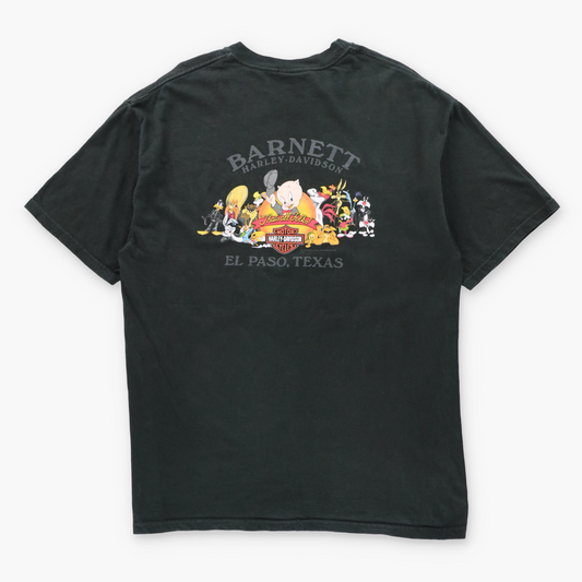 Vintage HARLEY DAVIDSON x LOONEY TUNES "Meaner Than A Junkyard Dog" El Paso Texas USA Made Tee (L TALL) Vintage Sole Melbourne