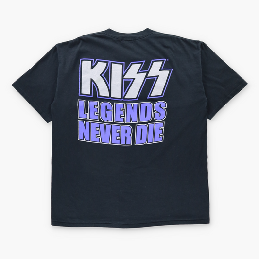 Vintage KISS The Farewell Tour 1973-2000 "Legends Never Die" Silver Glitter Graphic Black Band Tee (XXL) Vintage Sole Melbourne