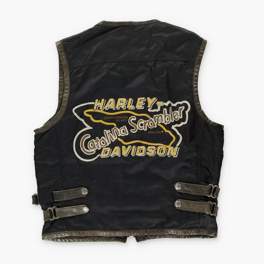 HARLEY DAVIDSON Leather Detailed Buckle Motorcycle Vest (Men's M-L)