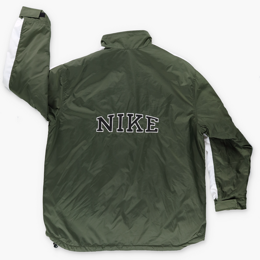 NIKE Embroidered Swoosh Spell Out Logo Green & White Windbreaker Jacket (XL-XXL)