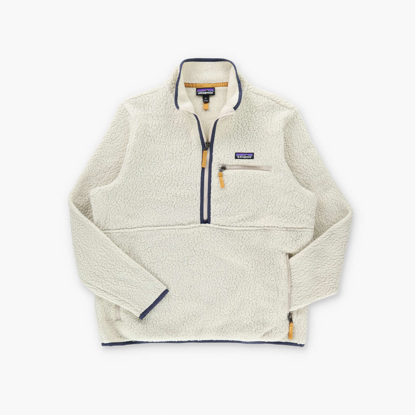 PATAGONIA Cream & Blue 1/2 Zip Fleece Sweatshirt (XL)