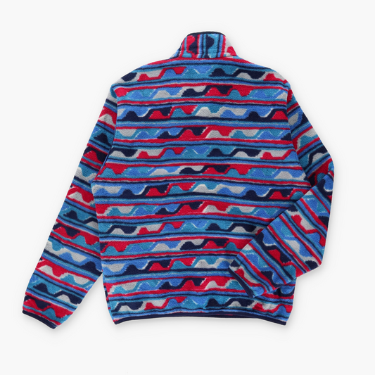 PATAGONIA Blue & Red Delta Waves 'Synchilla' 1/4 Snap Fleece Sweatshirt (M)