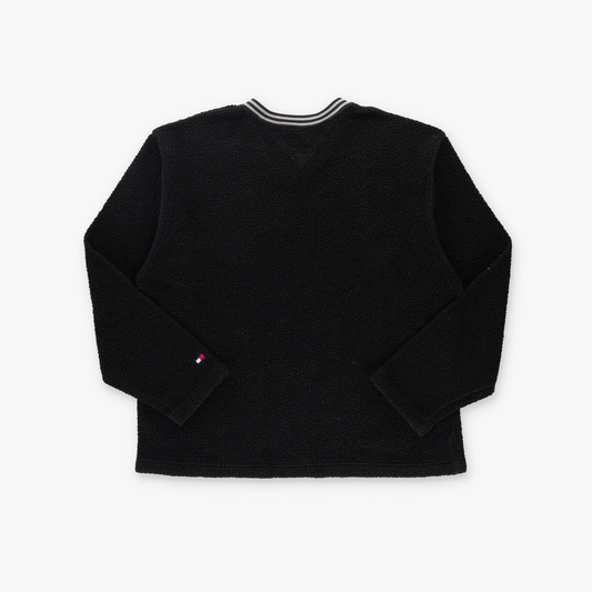 TOMMY HILFIGER V-Neck Black & Cream Fleece Sweatshirt (XL)
