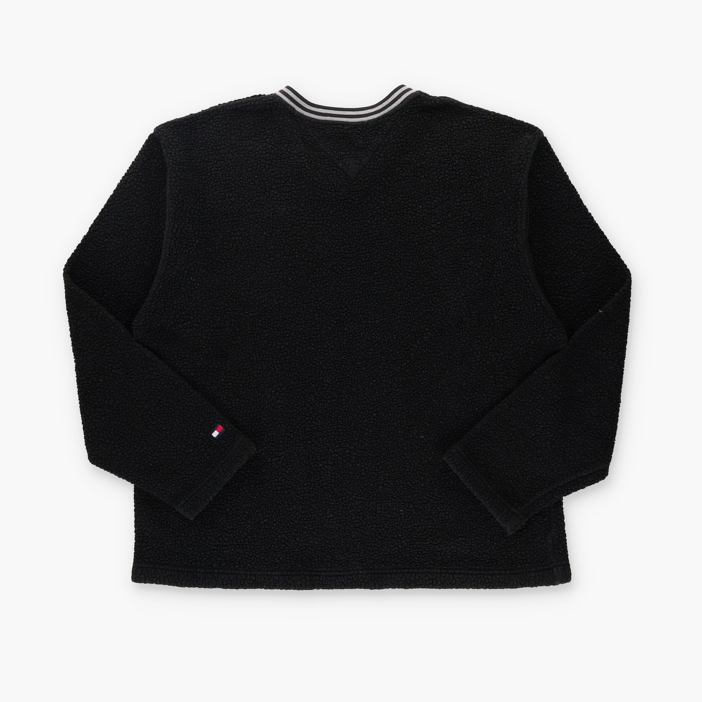 TOMMY HILFIGER V-Neck Black & Cream Fleece Sweatshirt (XL)