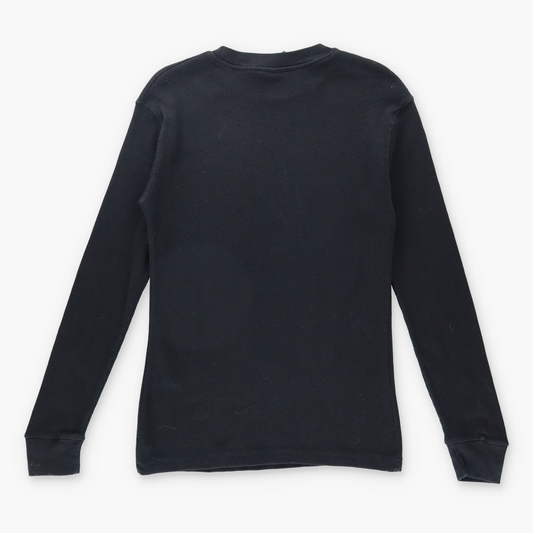 Y2K SOUTHPOLE Grunge Velour Print Thermal Long Sleeve Black Vintage Tee *Aubs Vintage Sole Melbourne
