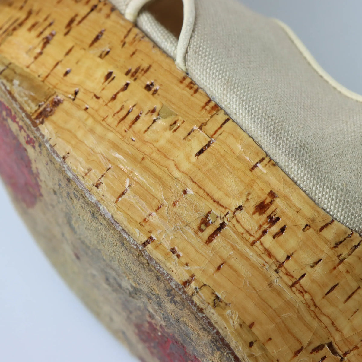 CHRISTIAN LOUBOUTIN Ecru Canvas Melides Peep Toe Wedge Sandals (41) Vintage Sole Melbourne