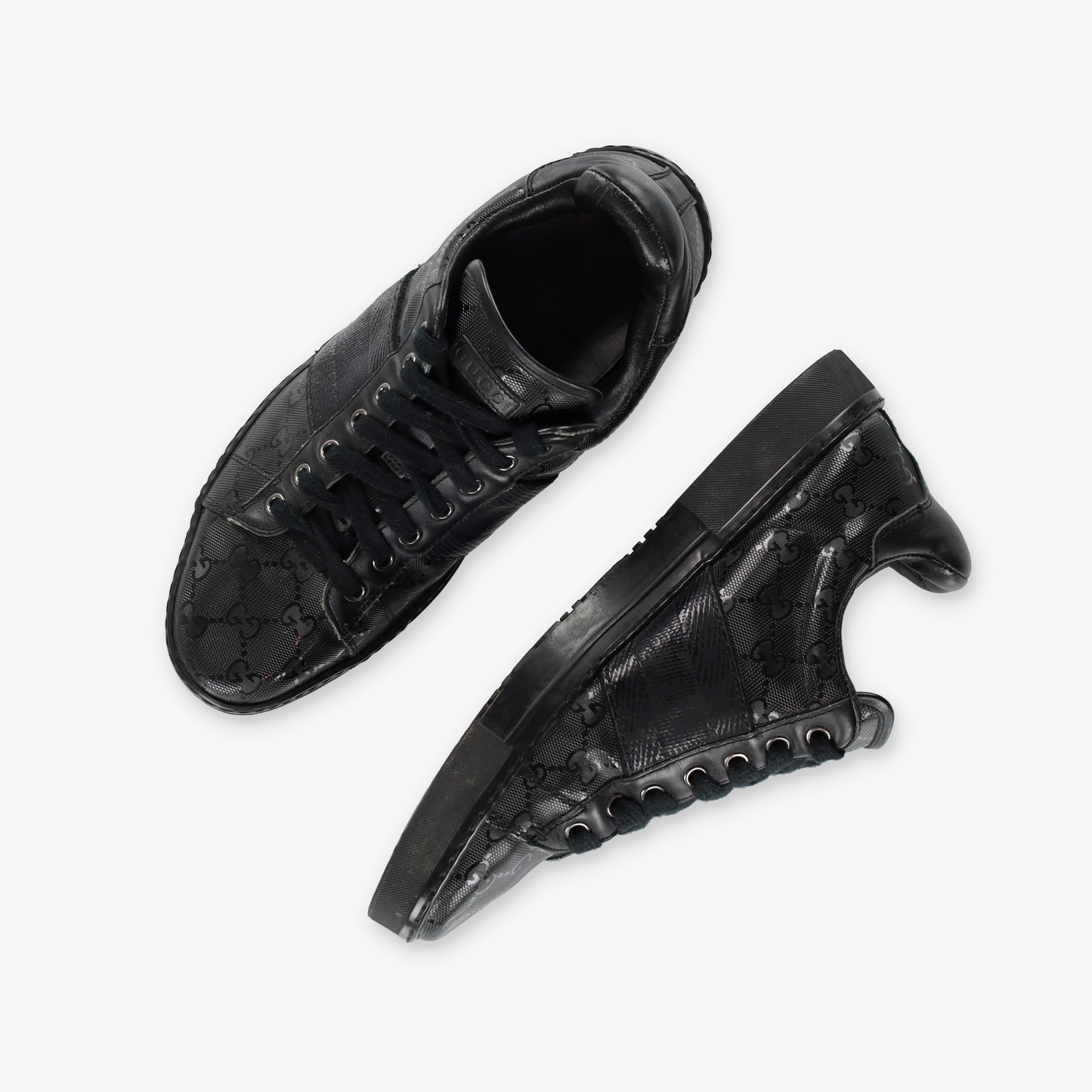 GUCCI Black GG IMPRIME Italian Made Low Top Sneakers (7.5)