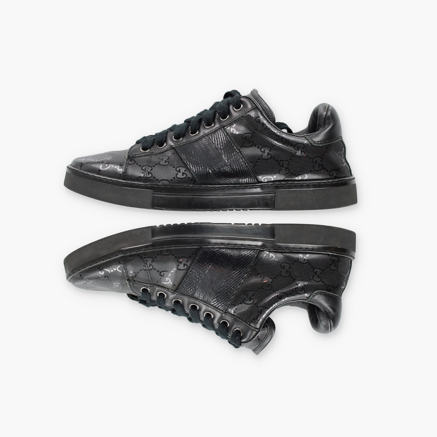 GUCCI Black GG IMPRIME Italian Made Low Top Sneakers (7.5)