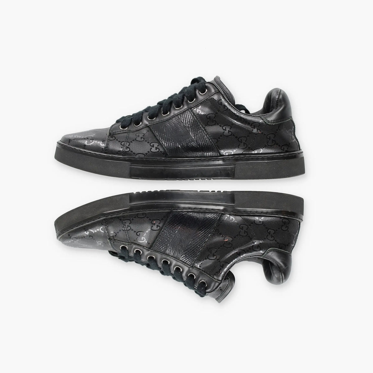 GUCCI Black GG IMPRIME Italian Made Low Top Sneakers (7.5) Vintage Sole Melbourne