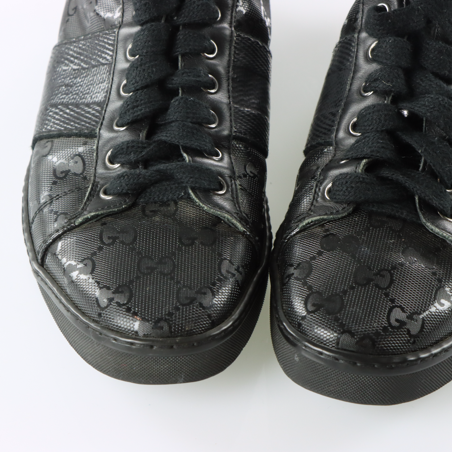 GUCCI Black GG IMPRIME Italian Made Low Top Sneakers (7.5)