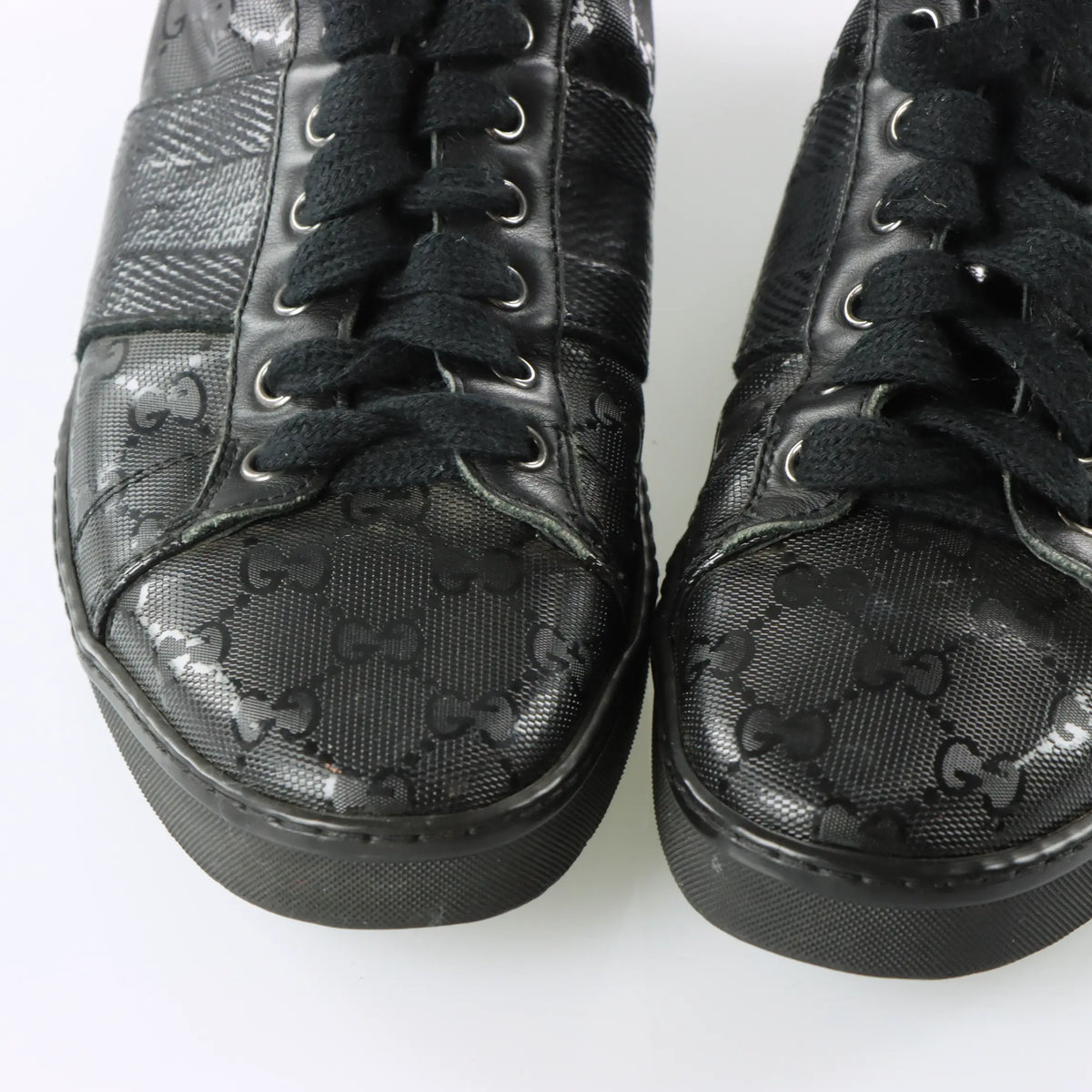 GUCCI Black GG IMPRIME Italian Made Low Top Sneakers (7.5) Vintage Sole Melbourne