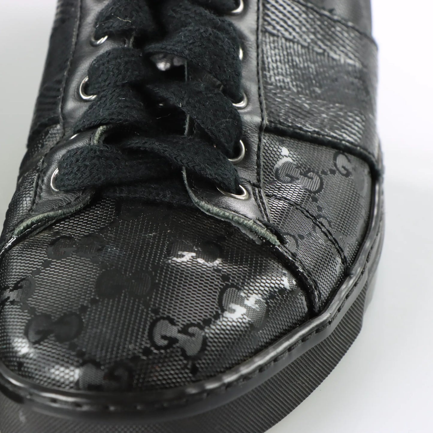 GUCCI Black GG IMPRIME Italian Made Low Top Sneakers (7.5) Vintage Sole Melbourne