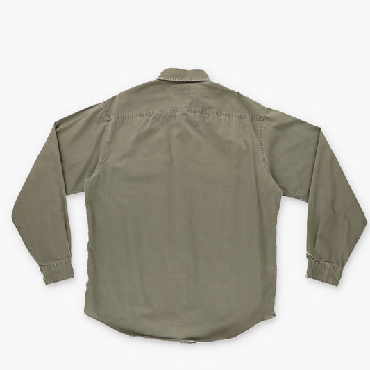 TOMMY HILFIGER Double Pocket Khaki Green Button Up Long Sleeve Shirt (L)
