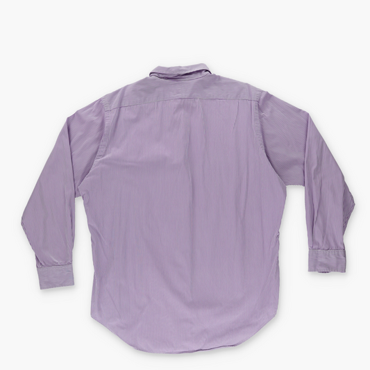 RALPH LAUREN POLO 'Andrew' Classic Fit Purple & White Striped Button Up Shirt (L)