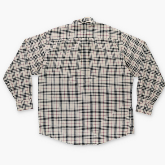 BURBERRY 'USA Made' Classic Plaid Print Long Sleeve Button Up Shirt (L)