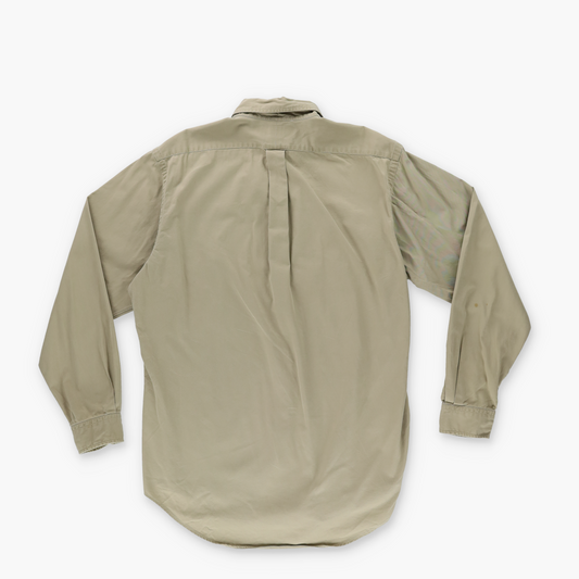 RALPH LAUREN Embroidered Small Pony Tan Button Up Long Sleeve Shirt (L)