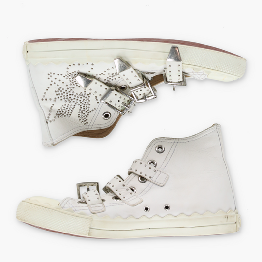 CHLOE 'Susanna' Silver Hardware Buckle High Top Spain Made Sneaker (38)