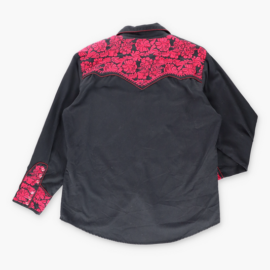 Vintage SCULLY Western Snap Button Red & Black Embroidered Long Sleeve Shirt (XL) Vintage Sole Melbourne